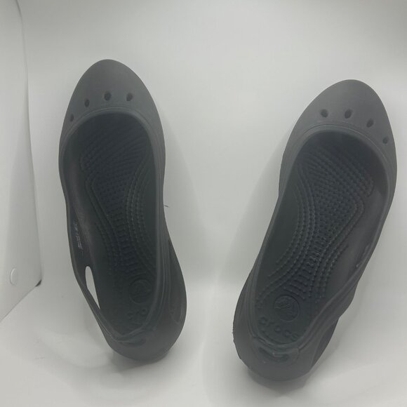 Crocs Black Flats Size W9 Lightweight Slip-On Rubber Shoes - Picture 7 of 7